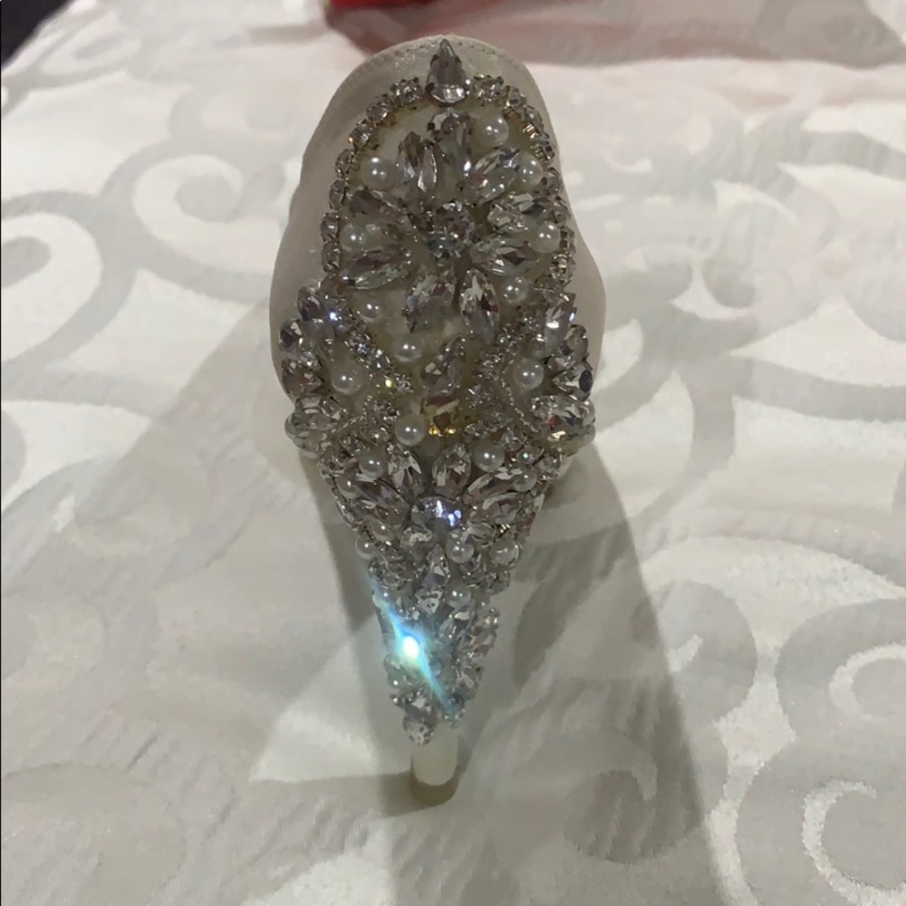 Christy NG glitter ivory wedding heels